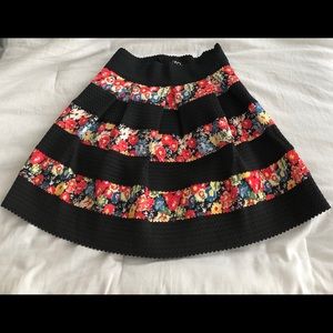 Floral Faux Twill Skirt